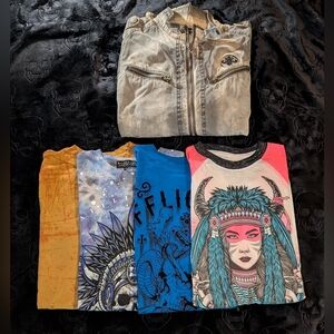 Affliction BIG BUNDLE Black Label Jacket + 4 Affliction T-Shirts for Men WoW!